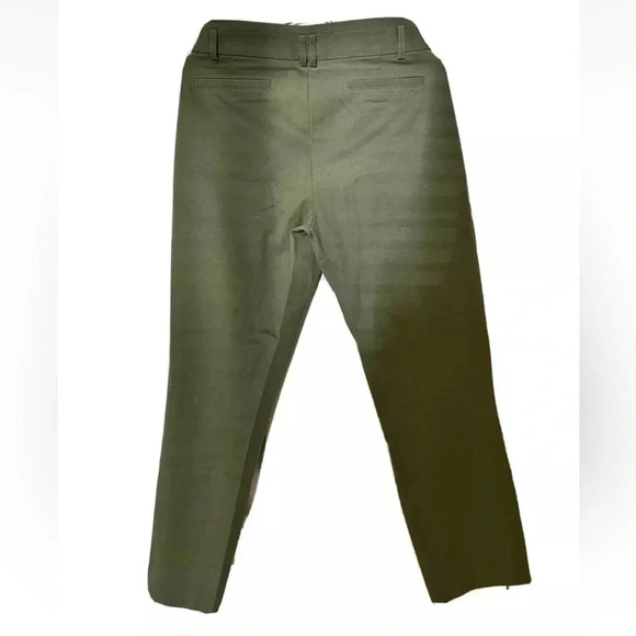 Candies Womens Audrey Cropped Pants Green Mid Rise Stretch Flat Front Pockets 13 - Picture 2 of 4